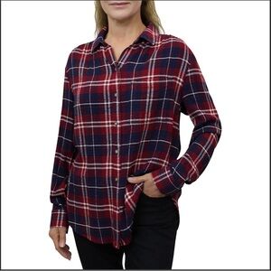 Beach Lunch Lounge Plaid Button Down Top BNWT